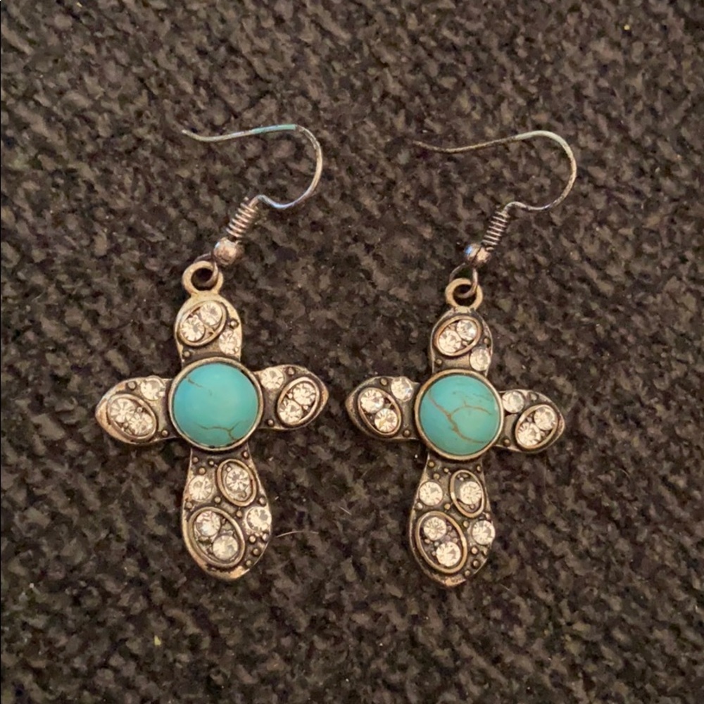 Turquoise Cross Earrings